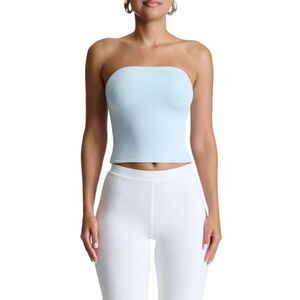 Naked Wardrobe Smooth Crop Tube Top Blue Size Large‎ NWT